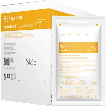 Vyšetřovací rukavice MERCATOR Latexové operační rukavice Comfort s pudrem 6 (50párů/bal)