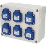 Famatel Zás. krabice 3066 IP54 6x230V s ochr. kolíkem, 235x182x95mm, hladké boky