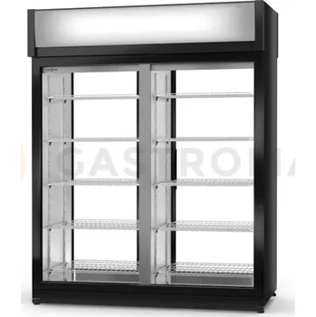Lednice Chladící skříň dvoustranně prosklenná s křídlovými dveřmi, sklo na straně zákazníka je napevno instalováno, horní agregát, 3 kl., nerezové opláštění, 1400x810x2020 mm | RAPA, SCh - 2S 1400 / 1D ecoline