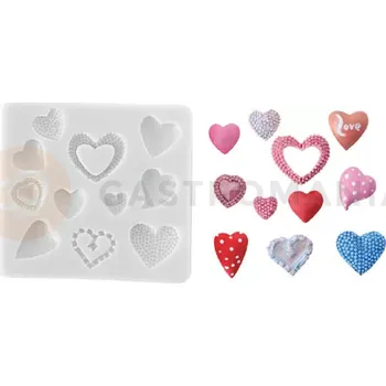 Kuchyňská sůl Forma na cukrovou hmotu SLK 381 - dekorativní srdce, 27x23 mm | SILIKOMART, Sugarflex Deco Hearts