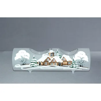 Svícen Svícen vánoční válec ze skla na dvě svíčky, v bílém dekoru