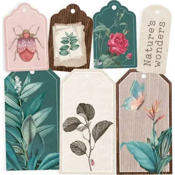 Umělecký papír Dekorativní visačky P13 - Naturalist 01 sada 7 ks