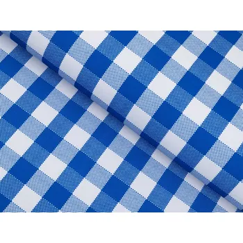 Teflonová látka na ubrusy TF-070 Modro-bílá kostka - šířka 155 cm