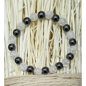 Drahý kámen Hematit a Křišťál s perleťovým efektem č.1