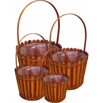 Obal na květináč Bambusový obal na květinu set 4 ks