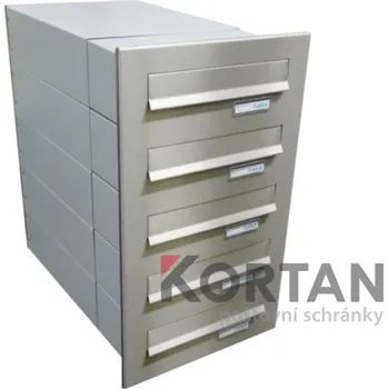 Poštovní schránka 5x poštovní schránka B-042 k zazdění do sloupku v jednom sloupci + čelní deska - NEREZ / šedá