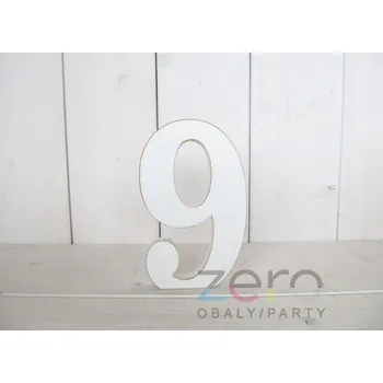 Svatební dekorace Číslo dřevěné '9' (18 cm) - bílá