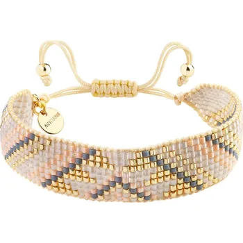 Náramek Pozlacený náramek z mosazi se skleněnými korálky - AR537-5210