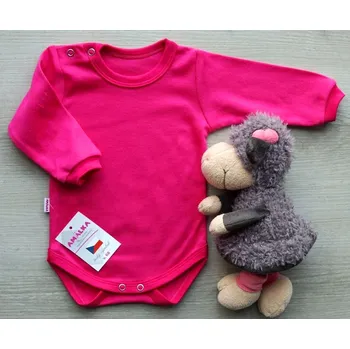 AMÁLKA Bavlněné bodynko malinové, dlouhý rukáv Velikost: 86