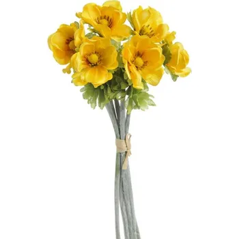 umělá květina Kytice sasanek anemon žlutá teplá 6 kusů