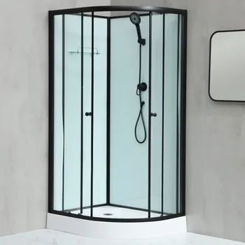 Masážní sprchový box WellMall Notre asymetrický 100 x 80 cm černý/bílý/čirý