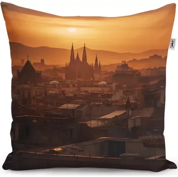 Polštář Dekorační polštář Barcelona Night Skyline - Sablio - 40x40 cm