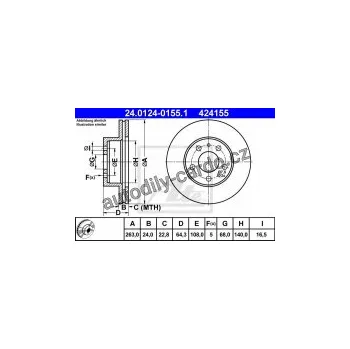 Brzdový kotouč Brzdový kotouč ATE 24.0124-0155 (AT 424155) - VOLVO