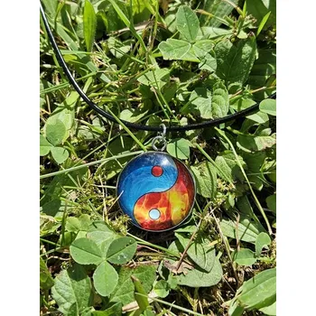 Náhrdelník Náhrdelník z kůže a oceli Jin - Jang č.5