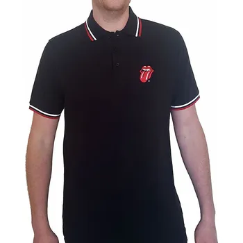 Pánská móda Rolling Stones tričko, Classic Tongue Polo Black, pánské S