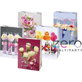 Dárková taška Taška papírová dárková 34,5x48x13 cm (lak) - květy (mix)