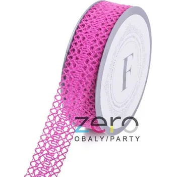 Stuha Stuha jutová 2,5 cm x 10 m - malinová (vzor krajka)