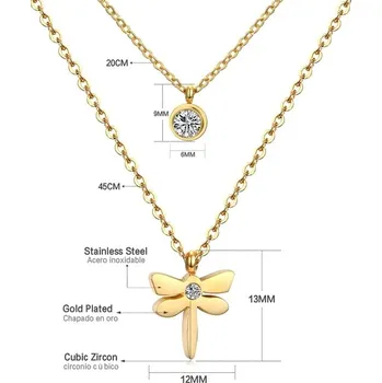 Náhrdelník Dvojitý náhrdelník z nerezové oceli - 02G vážka