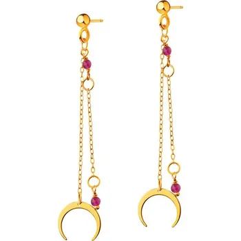 Náušnice Zlaté náušnice se sklem - půlměsíce - AP532-5436