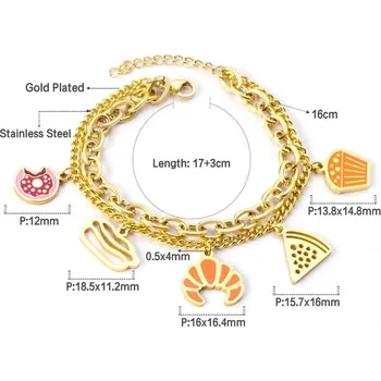 Náramek Nerezový náramek ve zlaté barvě s přívěsky - 423 MG