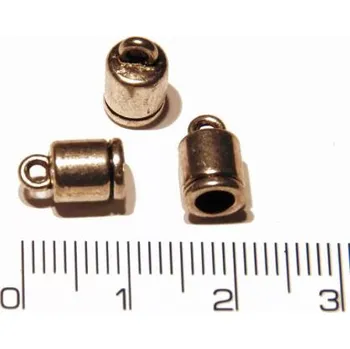 Materiál na výrobu šperku Koncovka válcovitá s očkem průměr 4mm, tibetský styl. (postříbřeno)