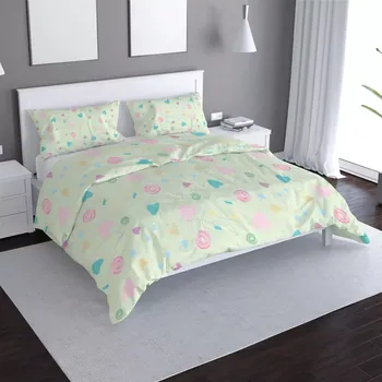 Povlečení Saténové povlečení Srdíčka a spirály - Sablio - 140x200 / 90x70