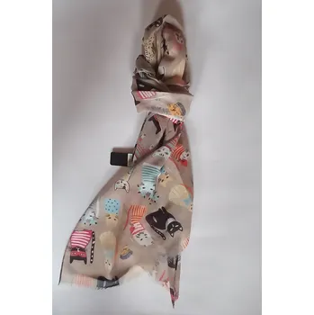 Šála Šála hnědá s barevnými kočkami