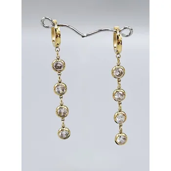 Náušnice Ocelové náušnice - Kruhy s kamínky ve zlaté barvě