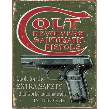 Plechová cedule D.E. metal signs Plechová cedule Colt extra safety 40 cm x 32 cm