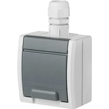 Elektrická zásuvka FAMATEL ATLAS IP65 Zásuvka SCHUKO s vývodkou M20, na povrch, šedá 19178