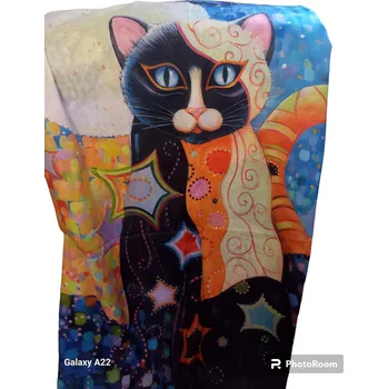 Šála Krásný zimní šál s motivem " černý kocour"