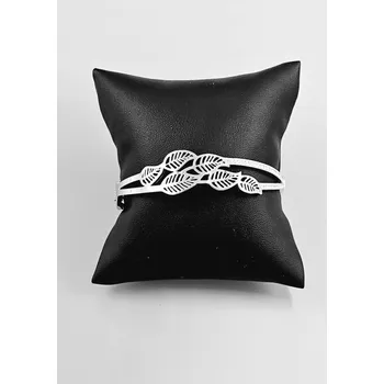 Náramek Ocelový náramek obruč s lístky