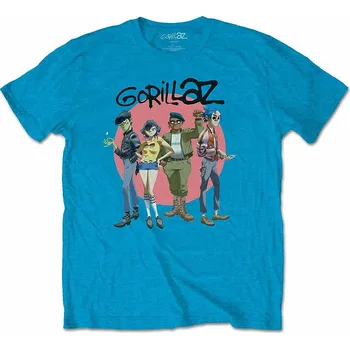 Pánská móda Gorillaz tričko, Group Circle Rise Blue, pánské XXL