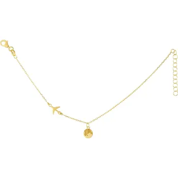 Náramek Pozlacený stříbrný náramek - letadlo, zeměkoule - AP528-6032