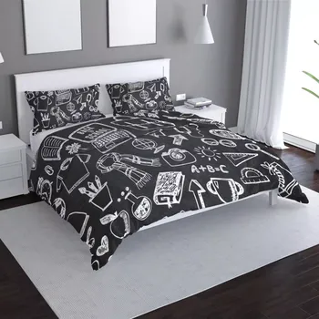 Povlečení Saténové povlečení Černobílá škola - Sablio - 140x220 / 90x70