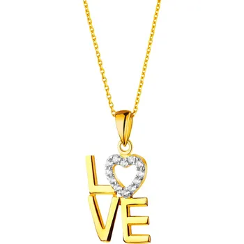 Přívěsek Zlatý přívěsek se zirkony - love - Z-628.02