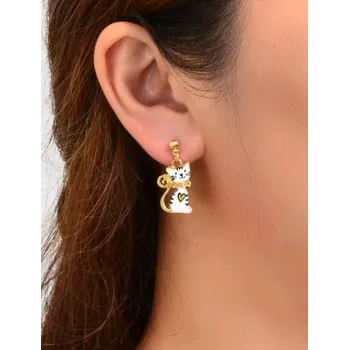 Náušnice Náušnice , bílé kočky se zlatou