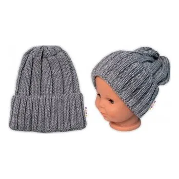 Dívčí oblečení BABY NELLYS Zimní nadčasová čepice Mom and Baby, šedá; univerzální
