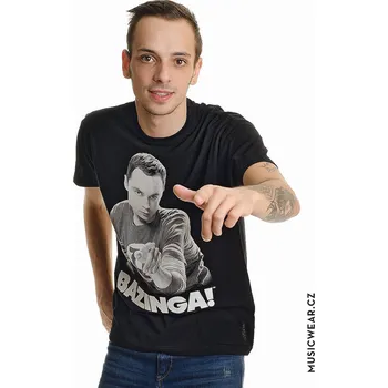 Pánské tričko Big Bang Theory tričko, Sheldon Says BAZINGA! Black, pánské L