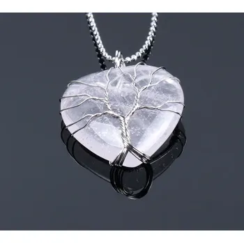 Náhrdelník Křišťál drátované srdce - náhrdelník