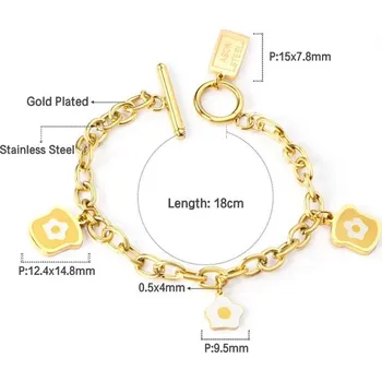 Náramek Nerezový náramek ve zlaté barvě s přívěsky - 425 MG