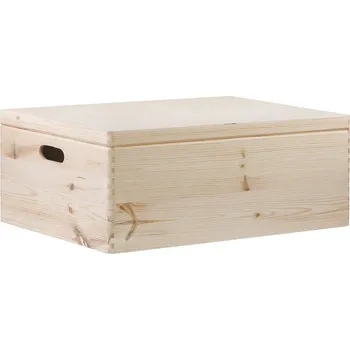 Úložný box ČistéDřevo CZ303V dřevěný box s víkem 60 x 40 x 23 cm borovice
