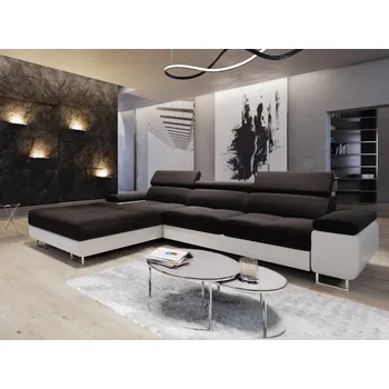 Sedací souprava Rohová sedačka LAING MINI, levá, černá/bílá + vyzvednutí ZDARMA