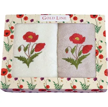 Utěrka Dárkové balení 2 ks froté ručníků, Máky, 50 x 100 cm