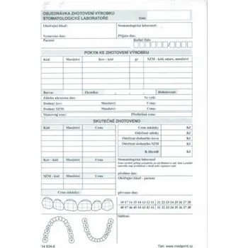 OBJEDNÁVKA ZHOTOVENÍ VÝR.STOMAT.LAB. Propis.blok zel. A5, 50 x 2 listy propisovací