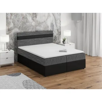 Postel Postel boxspring MACAO 160x200 cm, šedá látka/černá ekokůže +možnost VÝNOSU + vyzvednutí ZDARMA