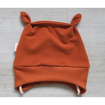 Kojenecká čepice AMÁLKA Elastická čepička teplákovina, rezavě hnědá Velikost: 62-68