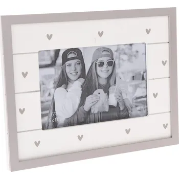 Rám na obraz Dřevěný fotorámeček So much hearts bílá, 22 x 17 cm