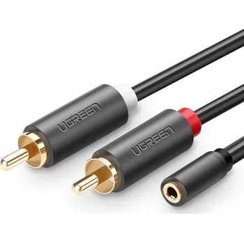 Audio kabel UGREEN AV102 2x RCA kabel (Cinch) jack 3,5 mm 1 m (černý)