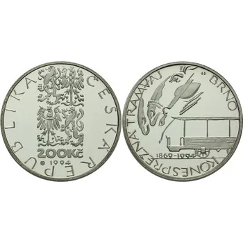 1994 - Pamětní stříbrná mince Koněspřežná tramvaj v Brně, b.k. 13 g